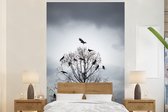 Papier peint - Papier peint photo - Vogels dans un arbre - Largeur 225 cm x hauteur 350 cm