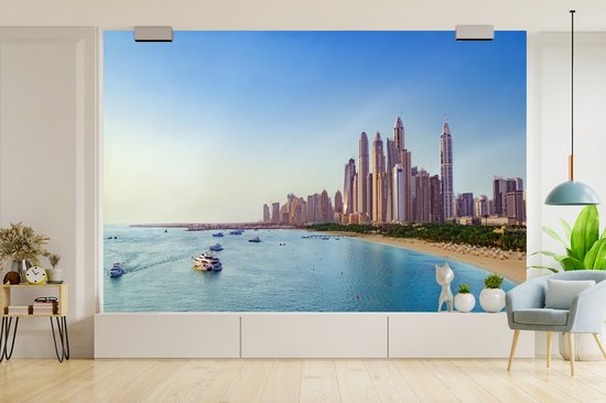Photo de la belle mer bleu clair devant la côte de Dubaï papier peint photo en vinyle largeur 600 cm x hauteur 400 cm - Tirage photo sur papier peint (disponible en 7 tailles)