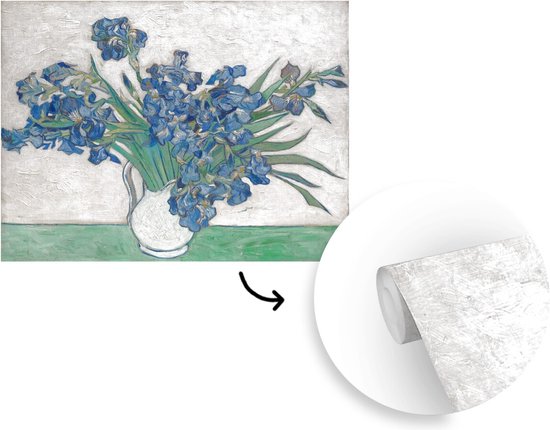 Papier peint vinyle - Vase aux iris - Peinture de Vincent van Gogh largeur 375 cm x hauteur 300 cm - Tirage photo sur papier peint (disponible en 7 tailles)