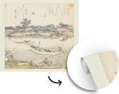 Behang - Fotobehang De Onmaya rivieroever - Schilderij van Katsushika Hokusai - Breedte 220 cm x hoogte 240 cm