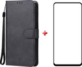 Motorola Moto E13 zwart agenda book case hoesje + full glas screenprotector