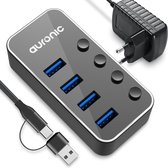 Auronic Hub USB 3.0 - 4 Portes - 5 Gbps - Répartiteur - Zwart