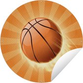 Tuincirkel Een oranje gekleurde illustratie van een basketbal die snelheid maakt - 150x150 cm - Ronde Tuinposter - Buiten