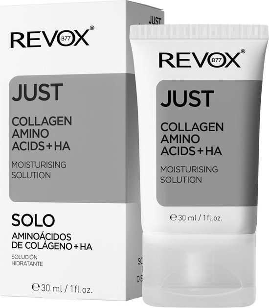 Revox JUST Collageen Aminozuren + HA Moisturising Solution tube en doos, 30 ml.