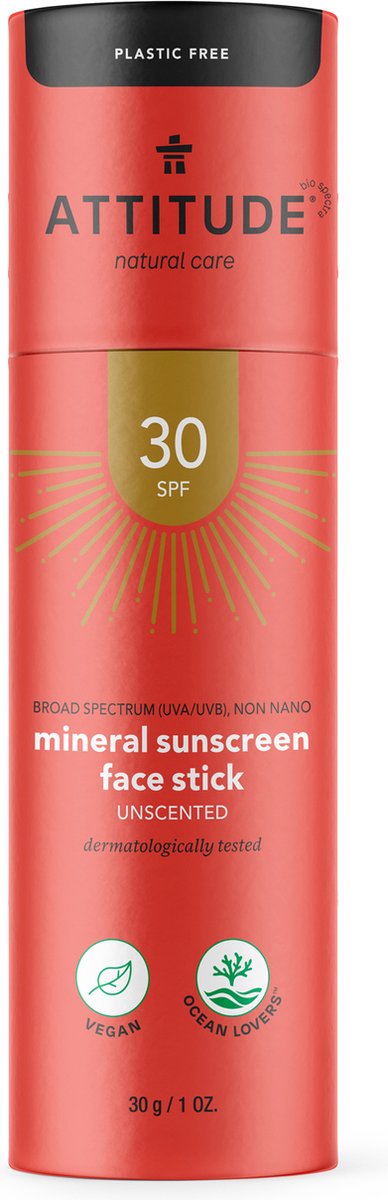 Attitude - Face Stick Mineral Sunscreen SPF30 Geurloos - 30gr.