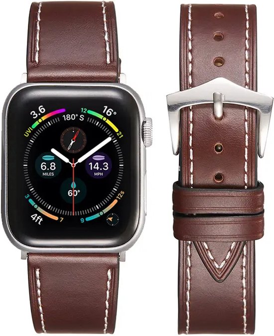 Fungus - Smartwatch bandje - Geschikt voor Apple Watch 38 / 40 / 41 mm - Series 1 2 3 4 5 6 7 8 9 SE iWatch - PU leer - Donkerbruin