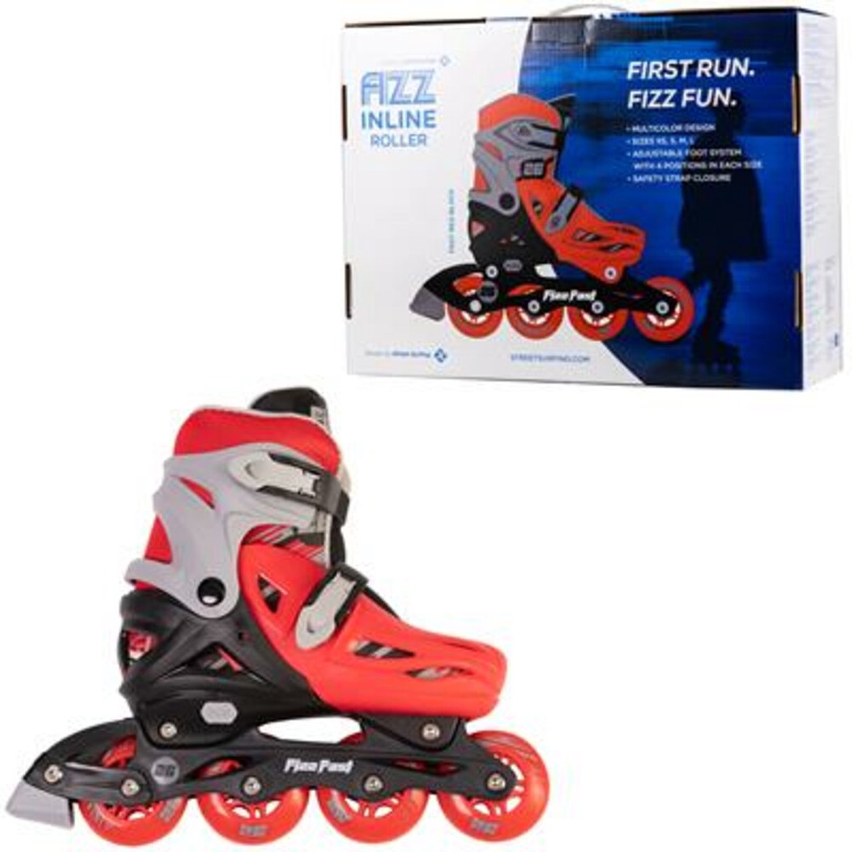 Street Surfing Fizz Fast Inline Skates S 31-34 Rood/Zwart