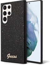 Guess Glitter Flakes Back Case - Geschikt voor Samsung Galaxy S23 Ultra (S918) - Zwart
