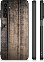 Leuk TPU Back Cover Geschikt voor Samsung Galaxy A14 5G Telefoon Hoesje met Zwarte rand Steigerhout