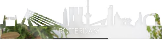 Standing Skyline Rotterdam Spiegel - 40 cm - Woon decoratie om neer te zetten en om op te hangen - Meer steden beschikbaar - Cadeau voor hem - Cadeau voor haar - Jubileum - Verjaardag - Housewarming - Aandenken aan stad - WoodWideCities