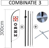 Proflag Beachflag Convex S-60 x 240 cm - Ehbo - Combinatie 3