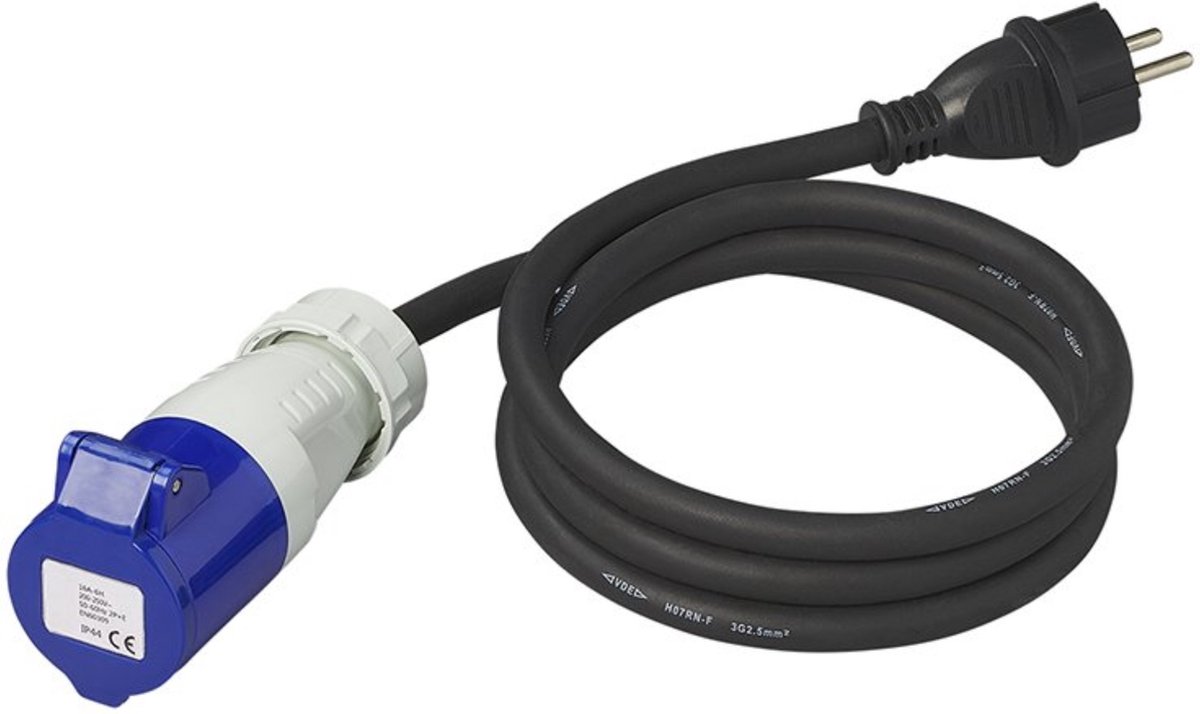 ProPlus Verloopkabel - 150 cm - Schuko naar CEE - 3 x 2,5 mm² - IP44