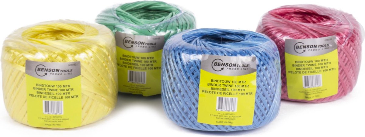 Benson Kleurrijk bindtouw - 100 meter - veelzijdig gebruik - per stuk