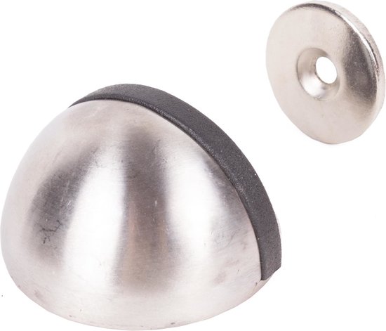 Benson Magnetische deurstopper - geborsteld RVS - Ø 45 x 26 mm - inclusief bevestiging