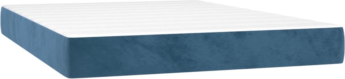 vidaXL - Pocketveringmatras - medium - 140x200x20 - cm - fluweel - donkerblauw