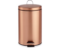 Pedaalemmer/vuilnisbak metaal 7 liter inhoud koper kleur 31 x 20 cm