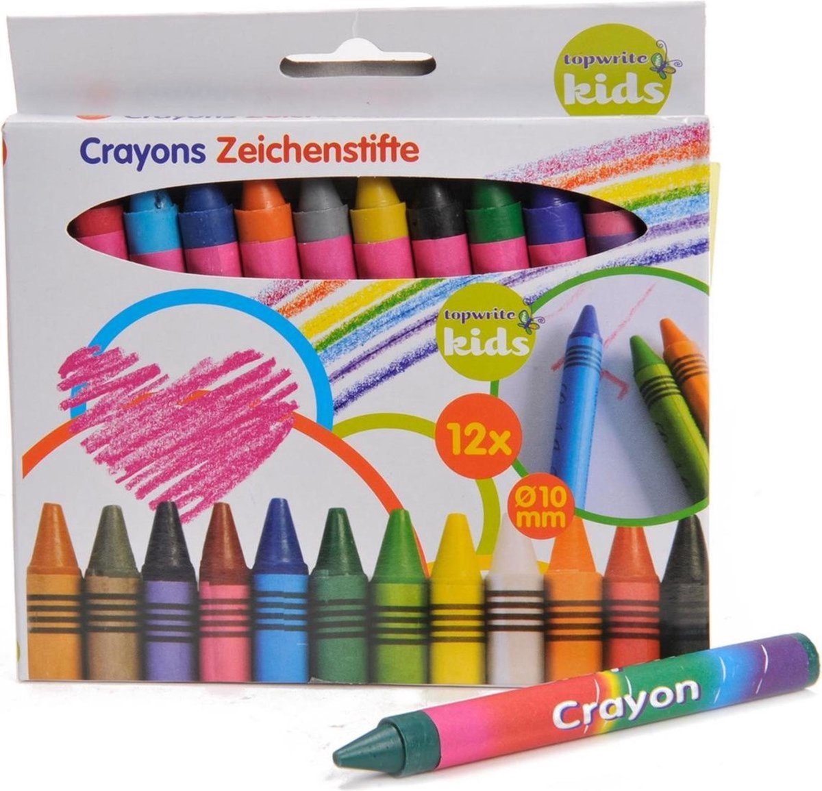 Top Write Gekleurde Waskrijtjes - Ø 10 mm - 12 stuks