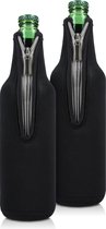 kwmobile 2 Flessenkoeler geschikt voor 330-500ml fles - Voor bier en andere koude drankjes - Van geïsoleerd neopreen - Hoes voor fles in zwart.