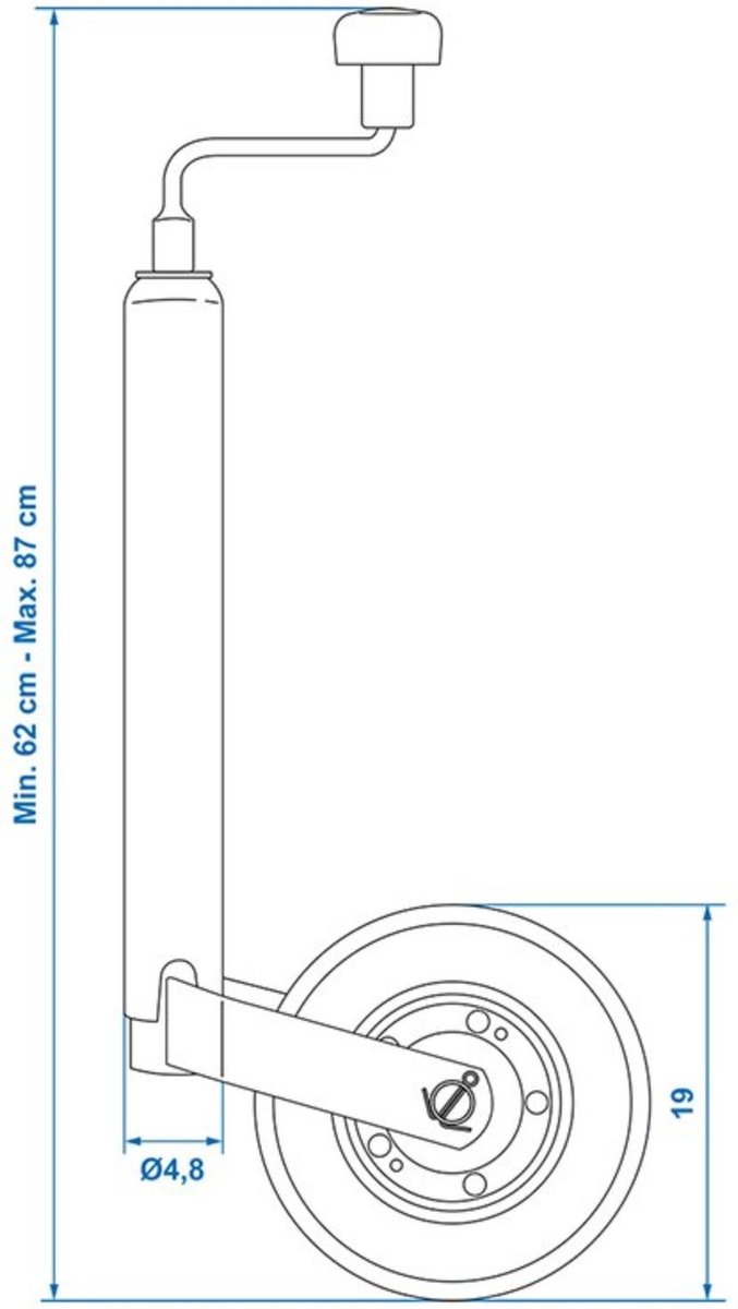 ProPlus Opklapbaar neuswiel voor aanhanger - metalen velg - rubberband 200 x 50 mm - Ø 48 mm van ProPlus — afbeelding 3