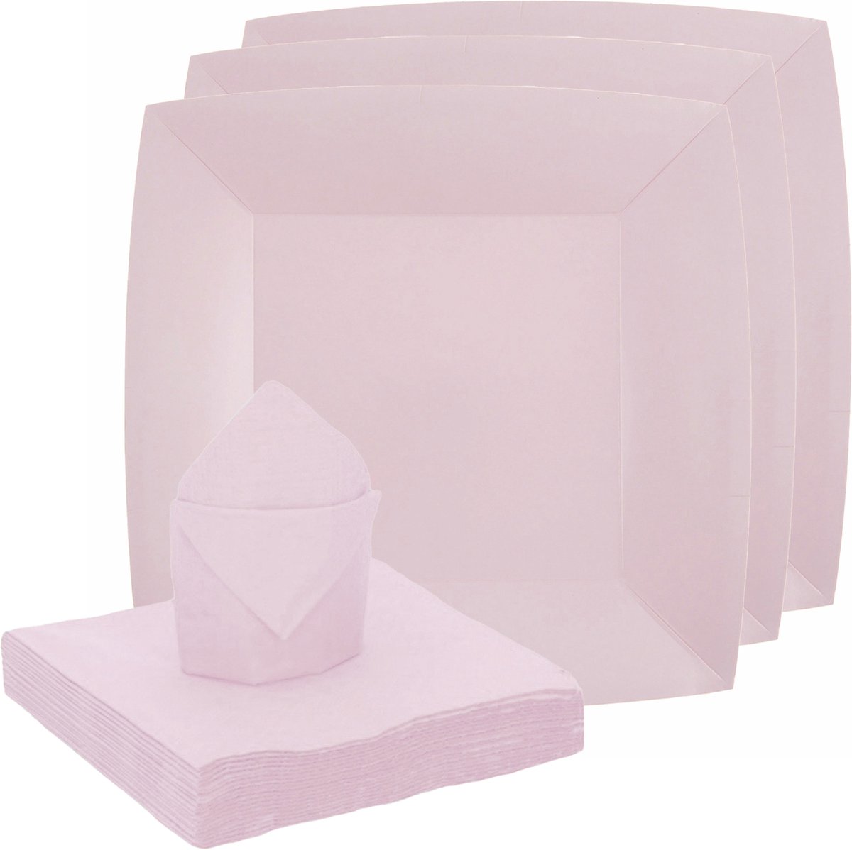 Santex feest/verjaardag servies set - 10x bordjes/20x servetten - lichtroze - karton