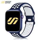 Geschikt voor Apple Watch bandje - Siliconen Sport - Blauw/Wit - 38/40/41mm - Voor iWatch 1,2,3,4,5,6,7,8,SE