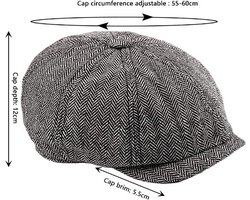 Flat Caps - Peaky Blinders Look -pet Heren - Licht Grijs - One Size