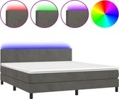 vidaXL Sommier tapissier avec matelas et velours LED Gris foncé 160x200 cm