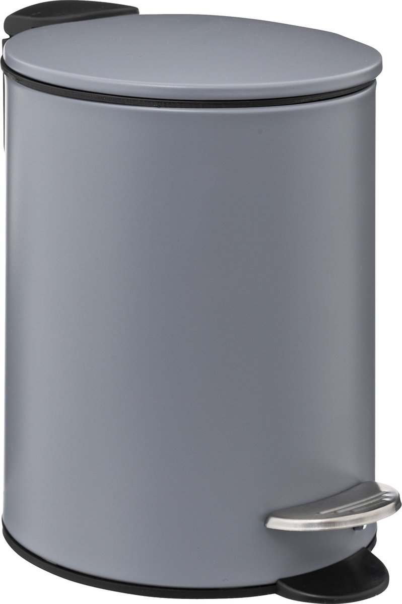 Goedkoopste 5Five Pedaalemmer - donkergrijs - metaal - 3L - 23 cm - soft close - voor badkamer en toilet