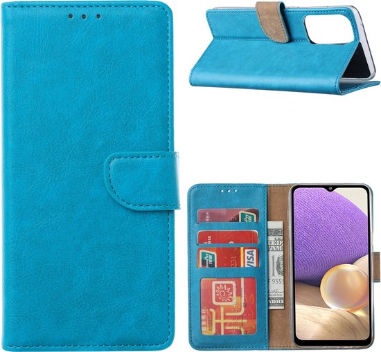 Hoesje Geschikt Voor Samsung Galaxy A73 hoesje bookcase Blauw - Hoesje Geschikt Voor Samsung Galaxy A73 wallet case portemonnee hoesje - A73 5G Hoes met Pasjeshouder cover