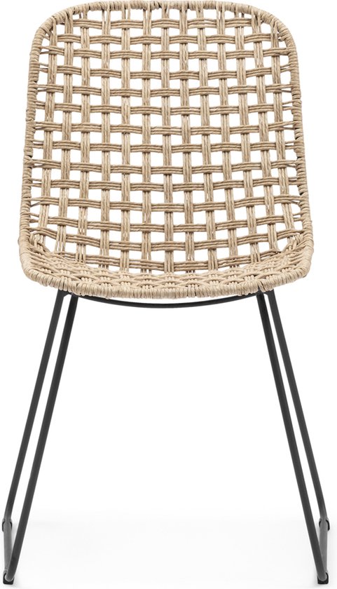 Riviera Maison Tuinstoel zonder armleuning - Jakarta Outdoor Dining Chair - All-Weather Twisted Wicker, Iron - Bruin
