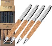 green-goose® Kurk Pen | 4 Stuks | Navulbaar | Kurk en Metaal | Duurzame Set Pennen