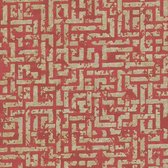 Grafisch behang Profhome 386954-GU vliesbehang gestructureerd met geometrische vormen glinsterend rood goud zilver 5,33 m2