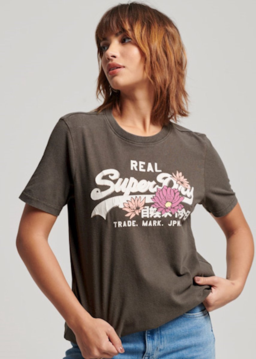 Superdry Dames tshirt Vintage Logo Narrative T-shirt Zwart