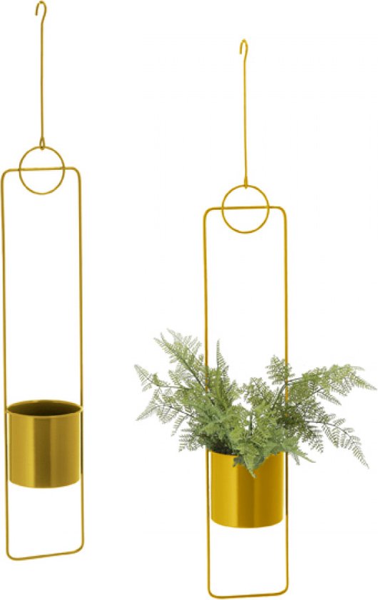 Bloempotten om op te hangen - Hangende plantenpot - 2 stuks - 88 cm hoog -  Gouden | bol.com