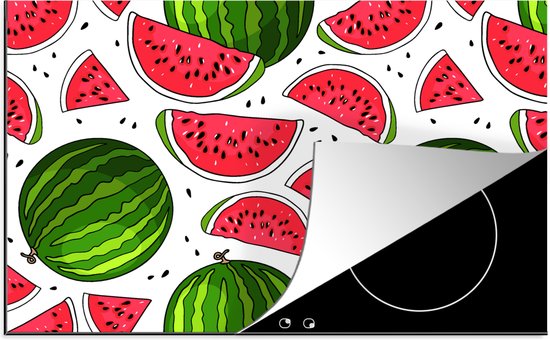 KitchenYeah® Inductie beschermer 77x51 cm - Patroon - Watermeloen - Pit - Fruit - Kookplaataccessoires - Afdekplaat voor kookplaat - Inductiebeschermer - Inductiemat - Inductieplaat mat
