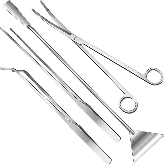 Roestvrij Staal Aquarium Tool Kit 6 In 1 Pincet Spatel Aquascaping Set Voor Aquariumvissen