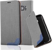 Cadorabo Hoesje geschikt voor Samsung Galaxy S7 EDGE in GRIJS BLAUW - Beschermhoes met standfunctie en kaartvak in bastlook Book Case Cover Etui