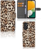 Book Cover Geschikt voor Samsung Galaxy A14 5G Smartphone Hoesje Leopard