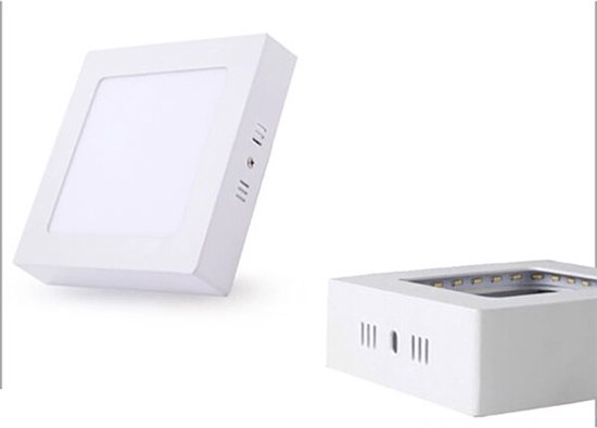 Downlight LED - En Surface Carré 12W - Blanc Chaud 3000K - Aluminium Blanc Mat - 170mm