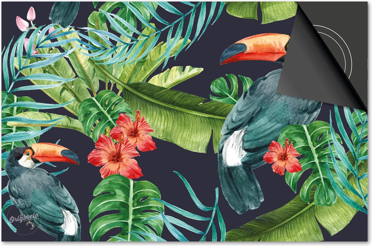 Inductie beschermer 83x51,5 - afdekplaat inductie mat - Dietrix Kookplaat beschermer - DELUXE - Jungle Toekans