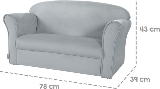 Roba Banc Enfant Lil Canapé Junior 38 X 78 X 43 Cm Velours Grijs