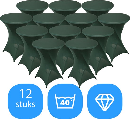 Statafelrok Donker Groen x 12 – ∅80-85 x 110 cm – Stretch 12 stuks – Tafelrok voor Statafel – Geschikt voor Horeca Evenementen | Sta Tafel Hoes | Staantafelhoes | Cocktailparty | Trouwerij