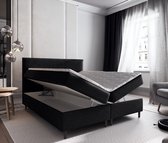 Boxspring met Opbergruimte Milou - 140x200 cm - Bonellvering - Stof Antraciet - 2-Persoons