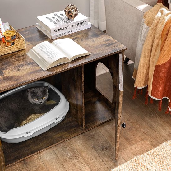 FEANDREA Litter box, cat house, with doors, vintage brown PCL003X01