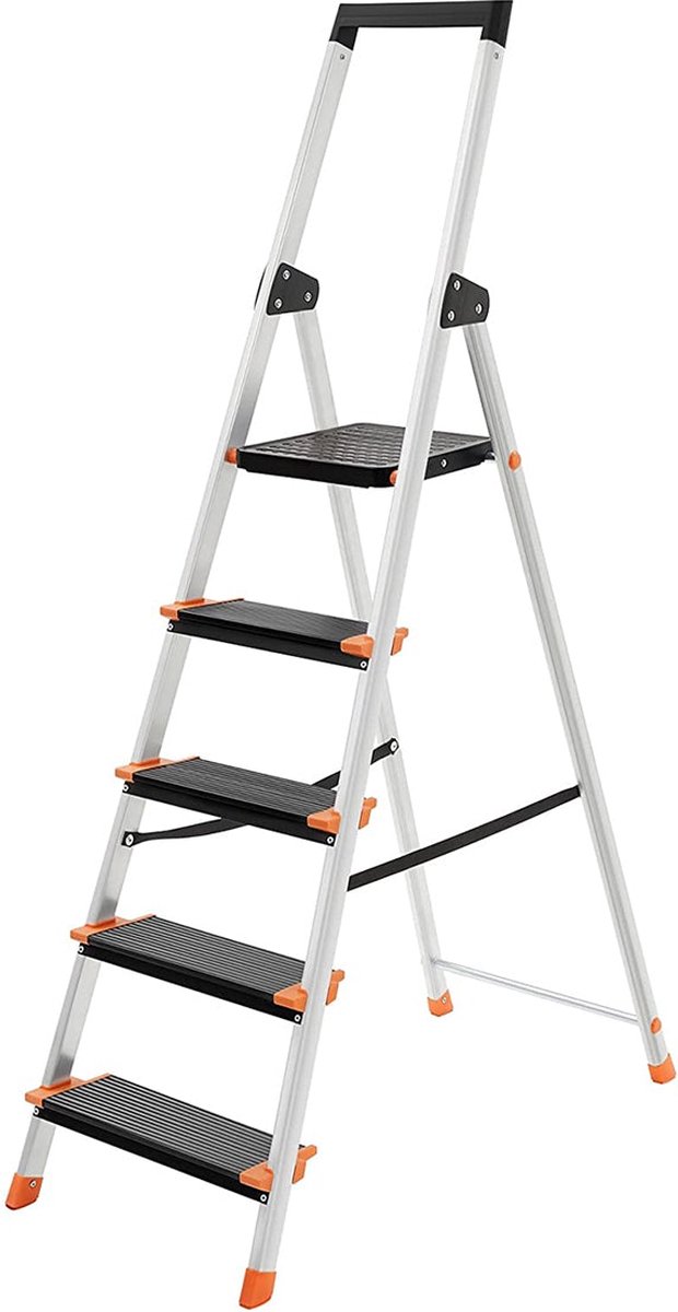 Ladder - 5 treden - Trapladder - Opvouwbaar - Trapladder - Aluminium ladder - Belastbaar tot 150 kg