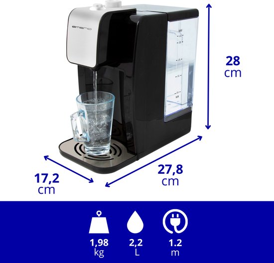Emerio WD-118981 - Heet waterdispenser - 2,2L - Gekookt water in 5-8  seconden -... | bol