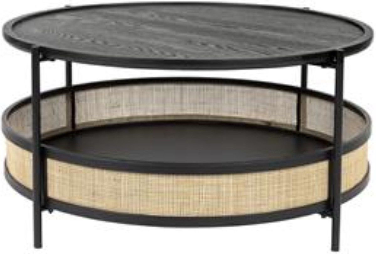 Salontafel Zwart - Rond - Metalen Frame - Ø80x40cm - Tafel Makoto - Giga Meubel