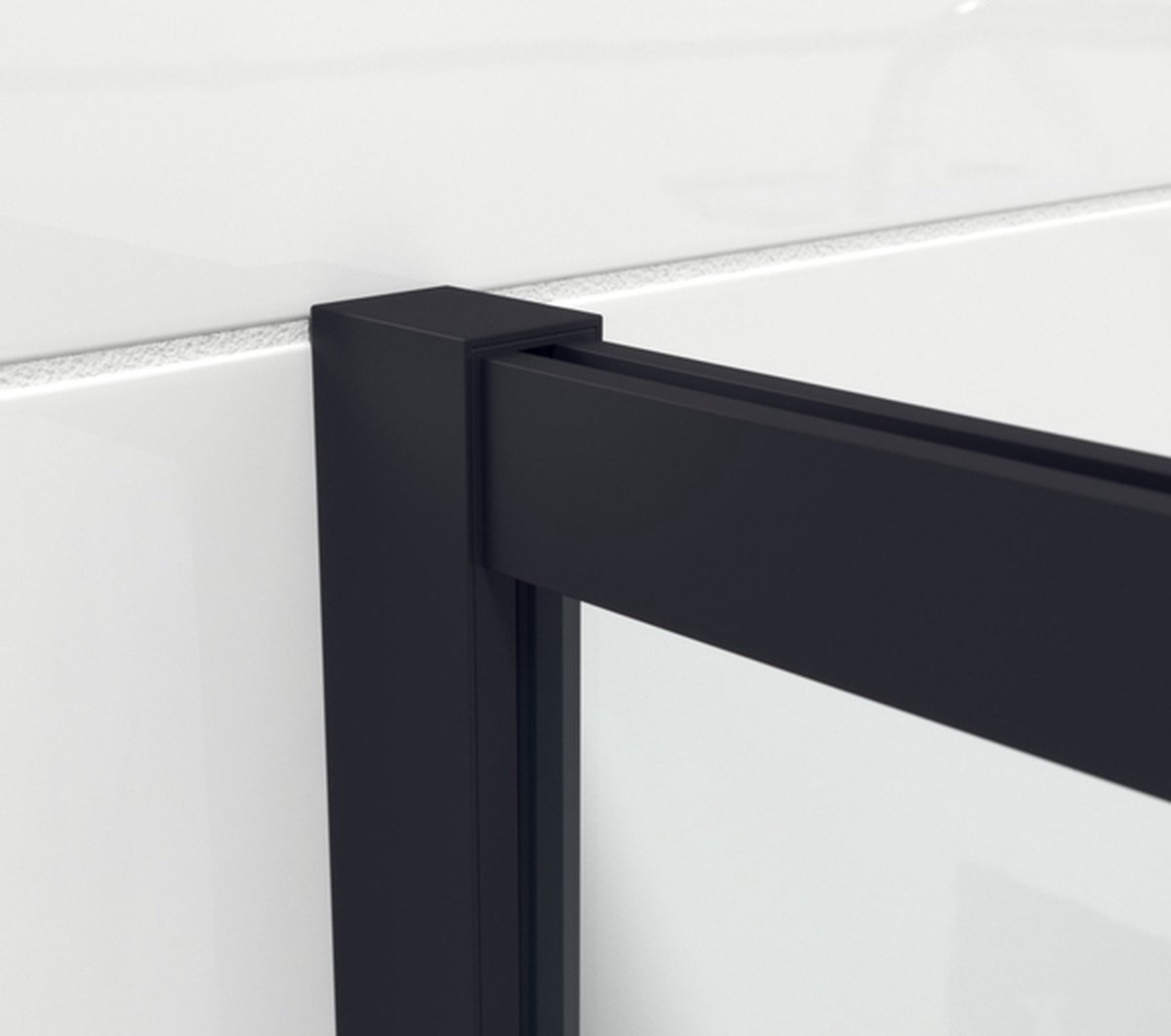 Saniclass Bellini inloopdouche 100x200cm veiligheidsglas mat zwart frame windows buitenzijde met anti kalk
