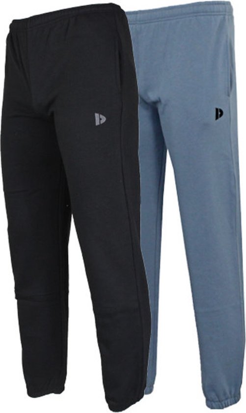 2-Pack Donnay Joggingbroek met elastiek - Sportbroek - Heren - Black/Blue Grey - maat M