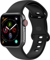 By Qubix Siliconen sportbandje - Zwart - Maat: M-L - Geschikt voor Apple Watch 42mm - 44mm - 45mm - Ultra - 49mm - Compatible Apple watch bandje -